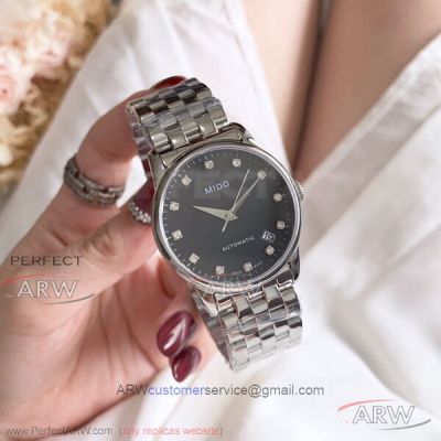 Perfect Copy Mido Baroncelli Black Dial 29 MM Ladies Quartz Watch M7600.4.68.1 - Secure Payment